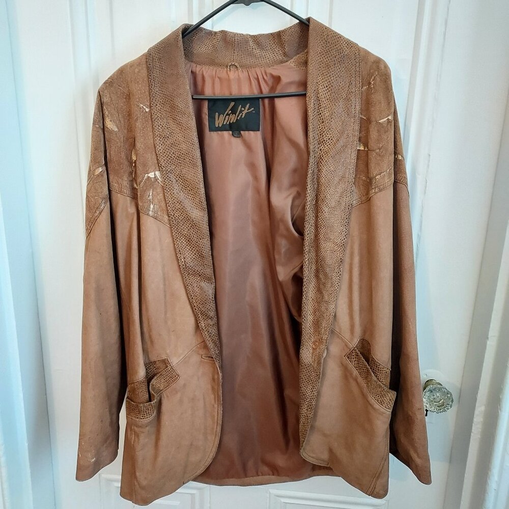 Winlit Vintage Leather Jacket with Gold Accents